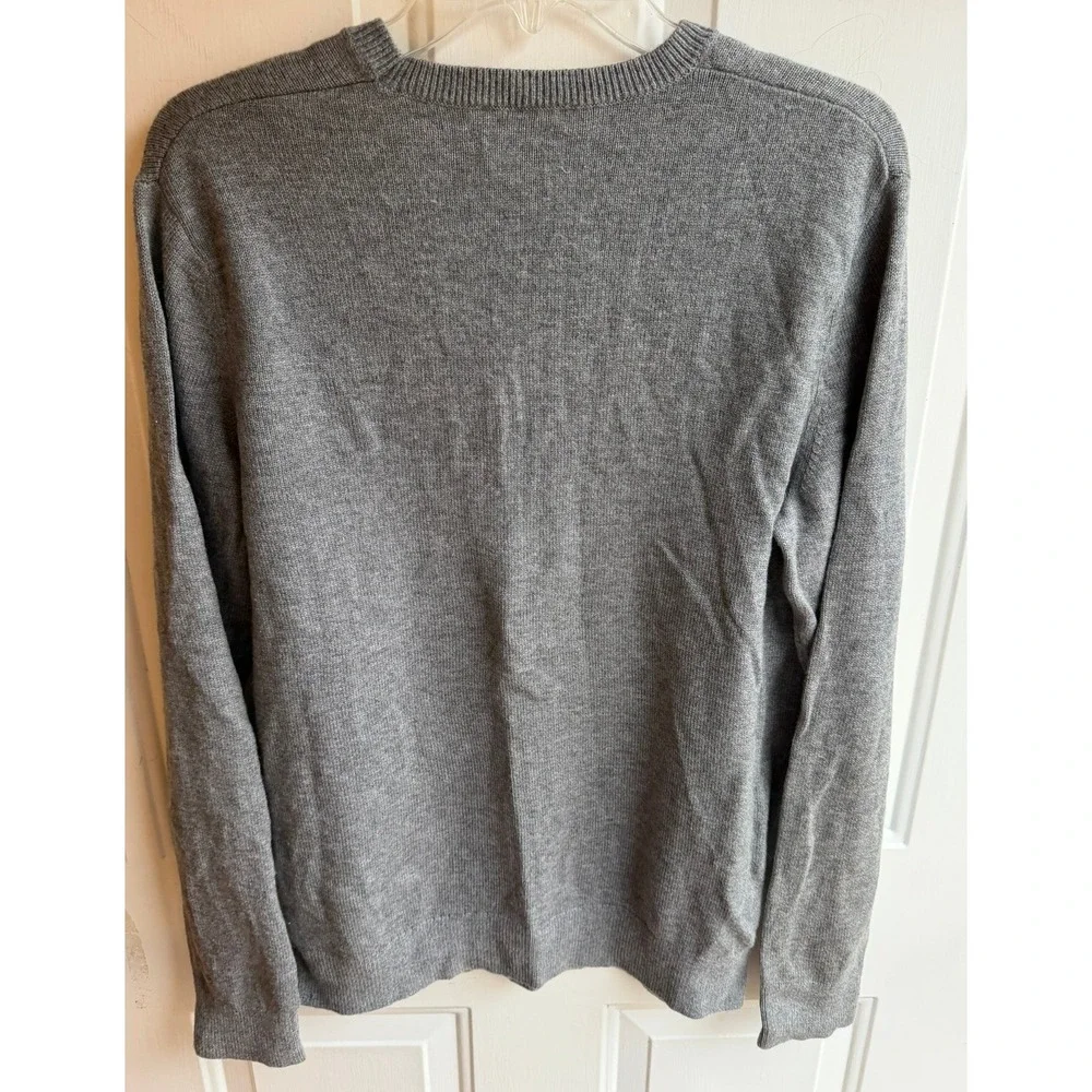 Theory Men's Riland Aria Knit Grey Colorblock Crew Neck Wool Blend Sweater Large